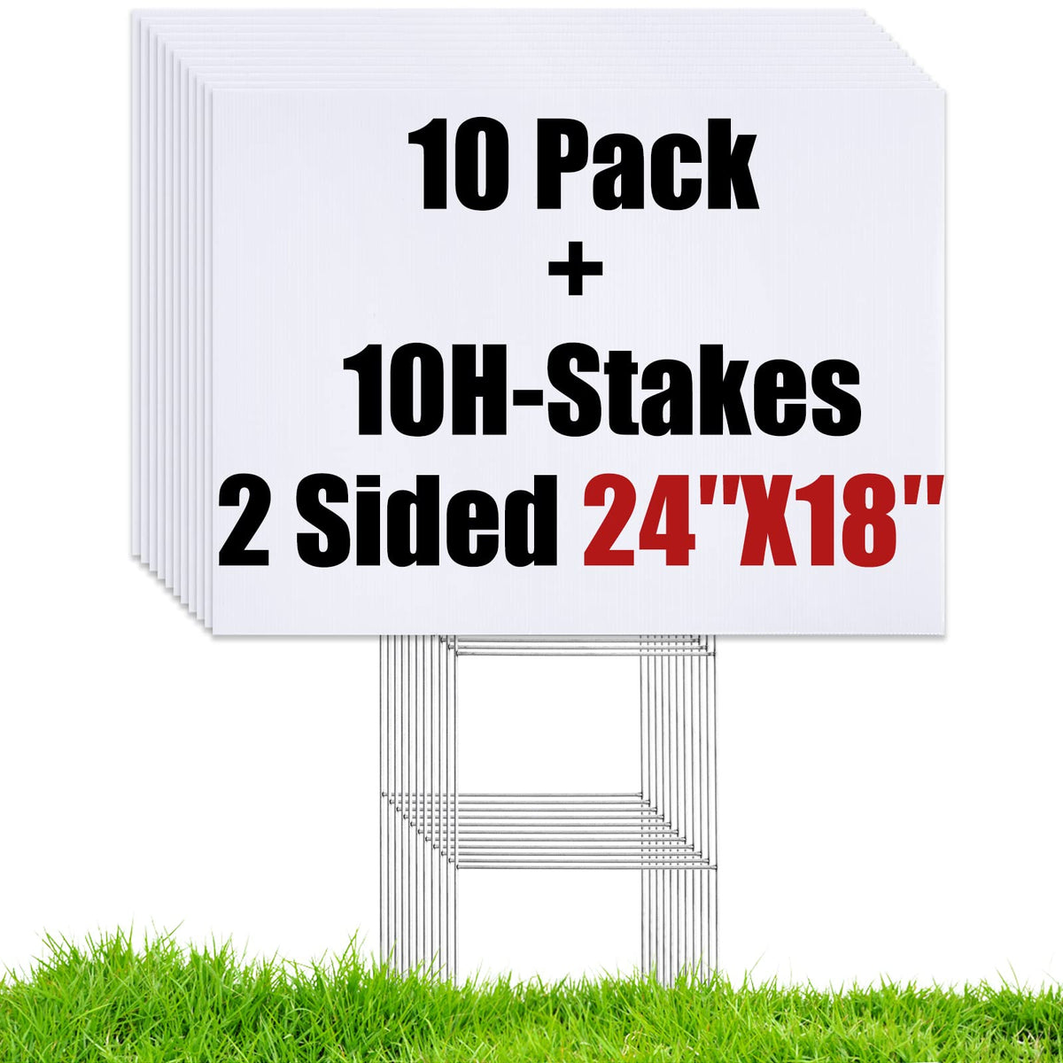 WENWELL blank yard sign with stake for outdoor advertising and easy setup