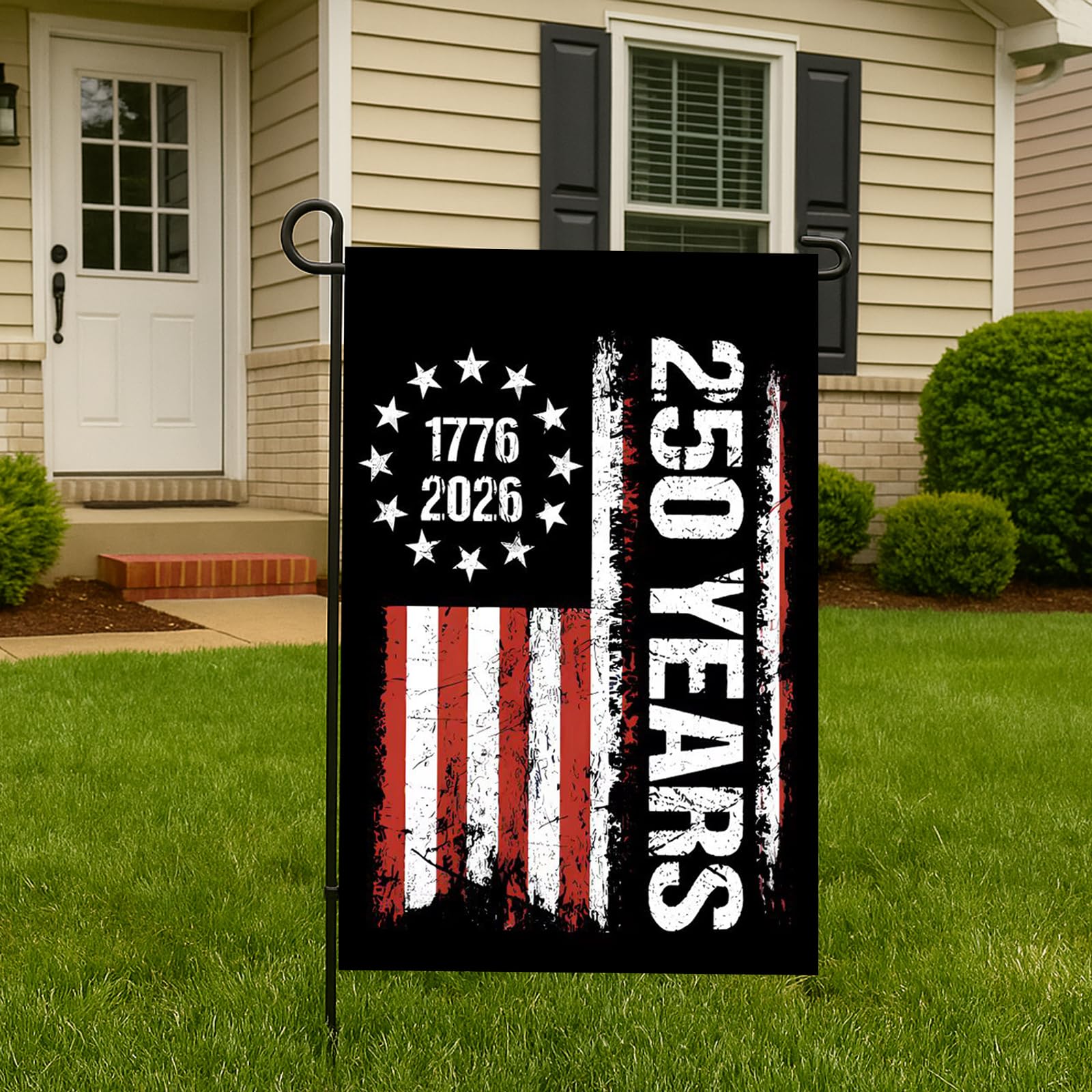 WENWELL double-sided flag with identical graphics for any garden viewing angle