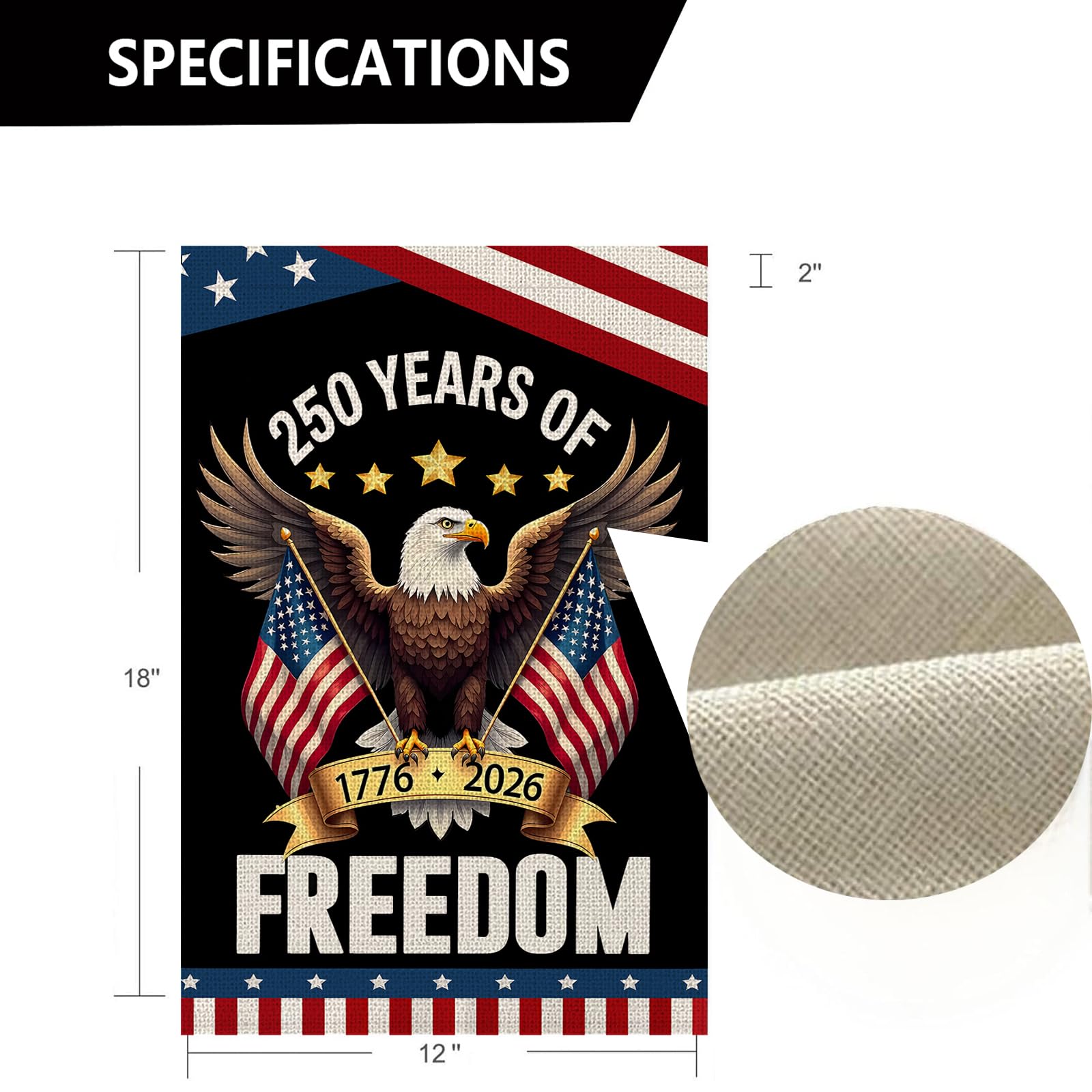 WENWELL gold anniversary banner accent on patriotic flag