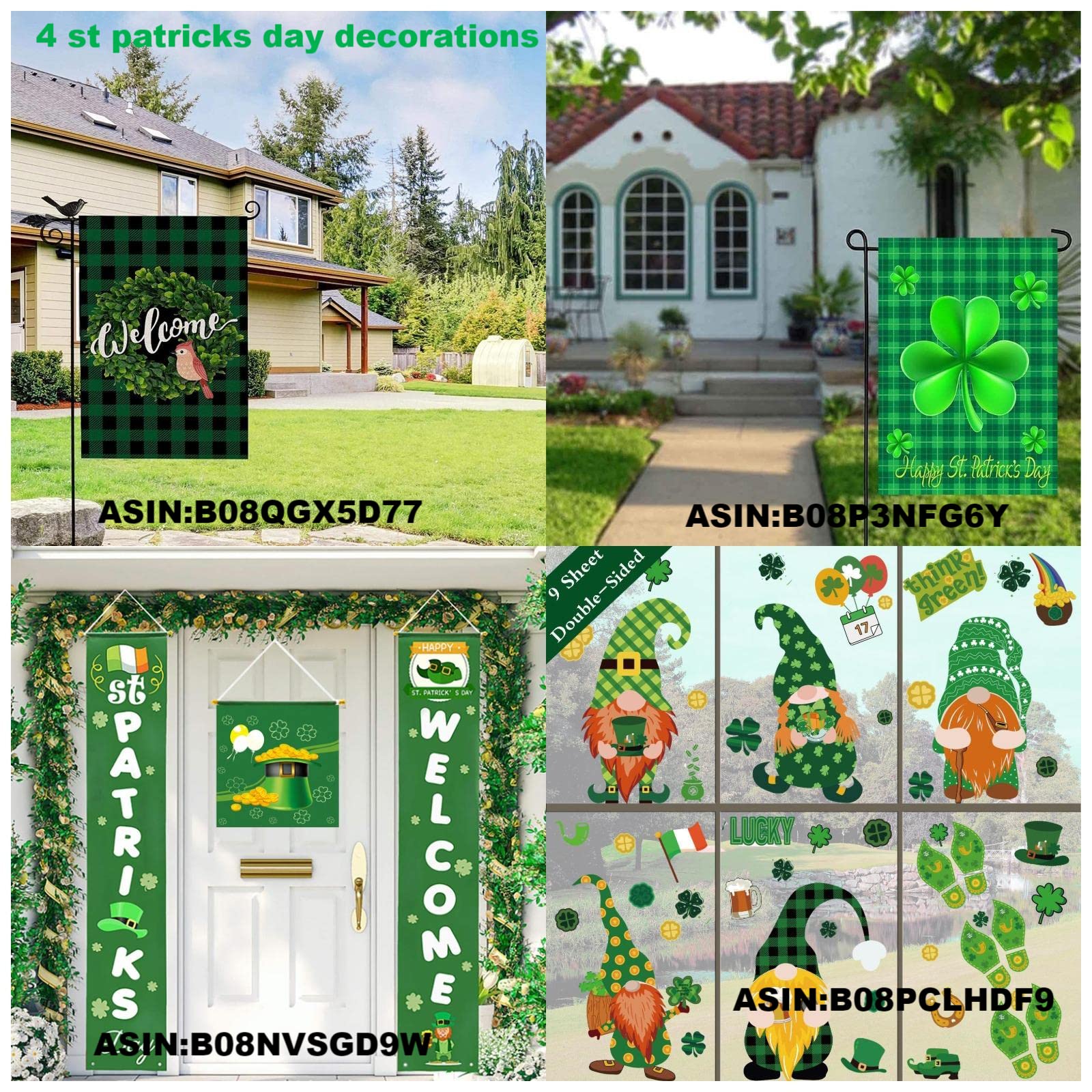 WENWELL green shamrock flag ideal for garden entryways and patios.