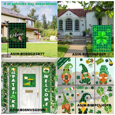 WENWELL green shamrock flag ideal for garden entryways and patios.