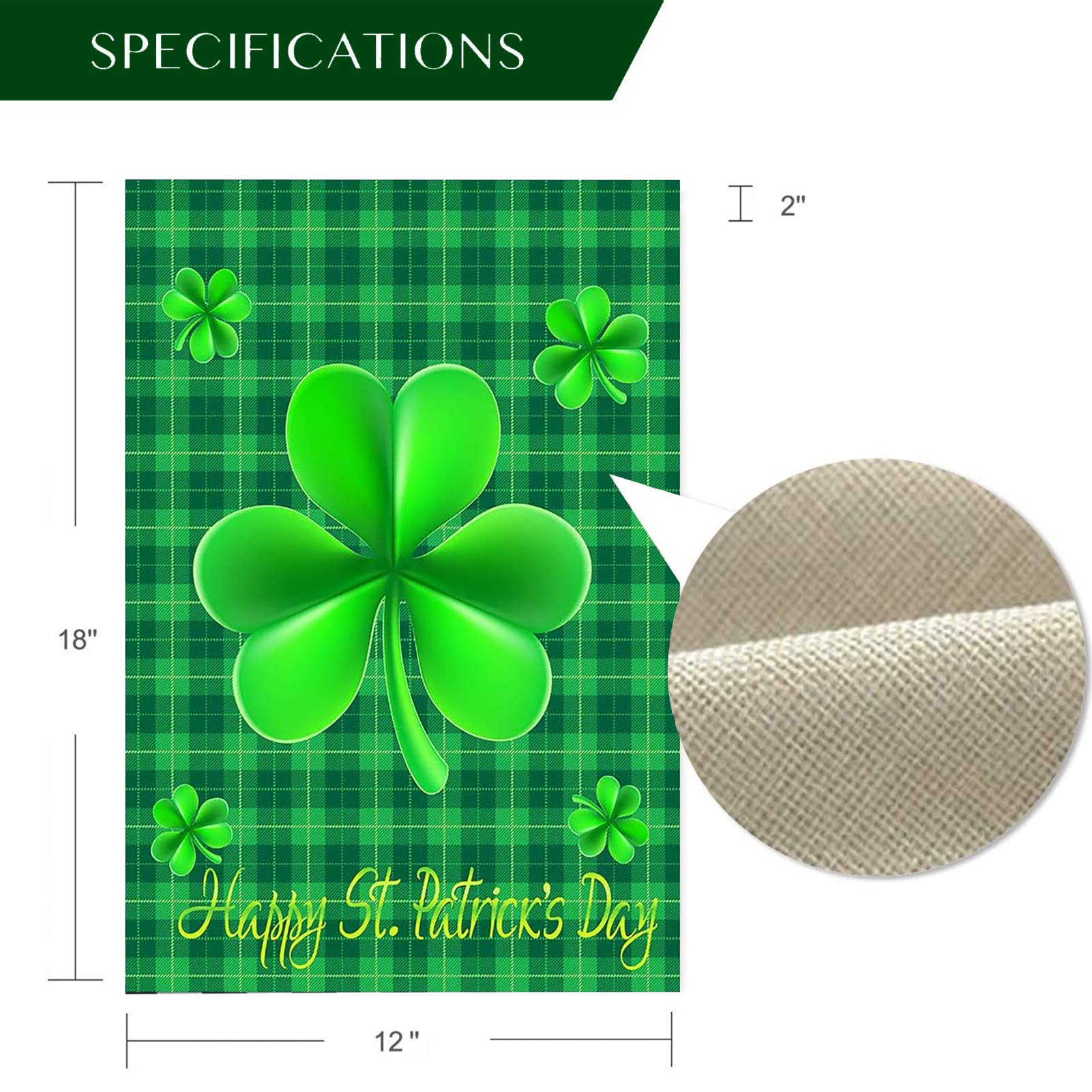 WENWELL Happy St Patrick's Day flag back view showing double-sided print for outdoor viewing.