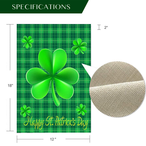 WENWELL Happy St Patrick's Day flag back view showing double-sided print for outdoor viewing.