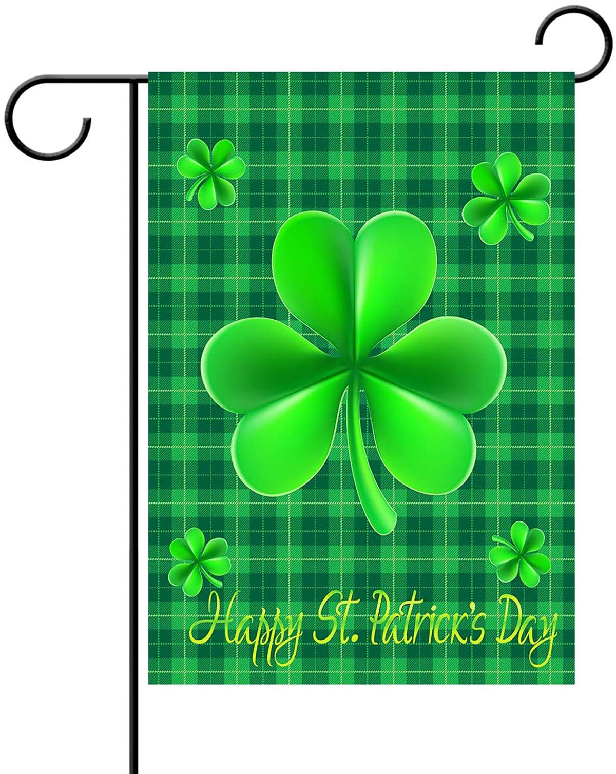 WENWELL Happy St Patrick's Day flag front view; durable burlap for outdoor display.