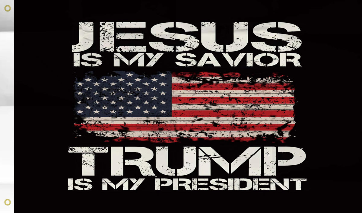 WENWELL flag featuring Jesus is My Savior Trump is My President, ideal for outdoor display