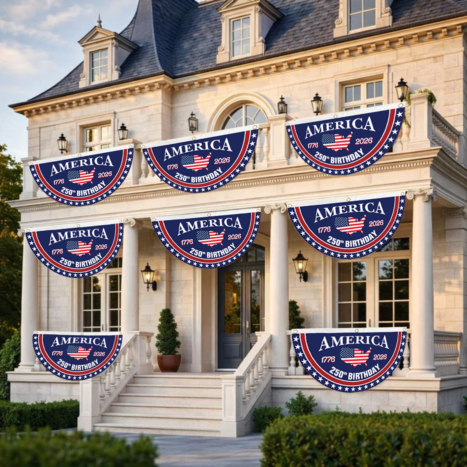WENWELL outdoor 1.5x3 ft patriotic bunting for patios.