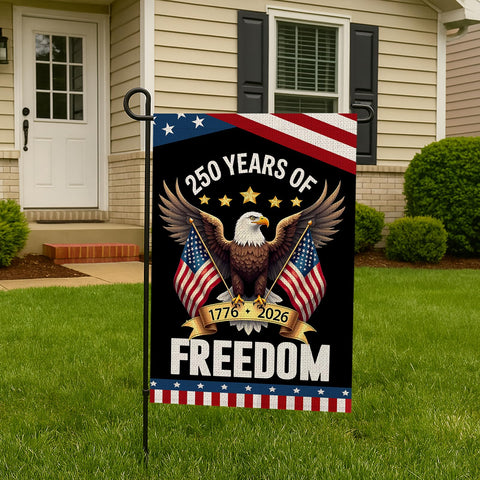 WENWELL patriotic eagle with dual flags for garden display