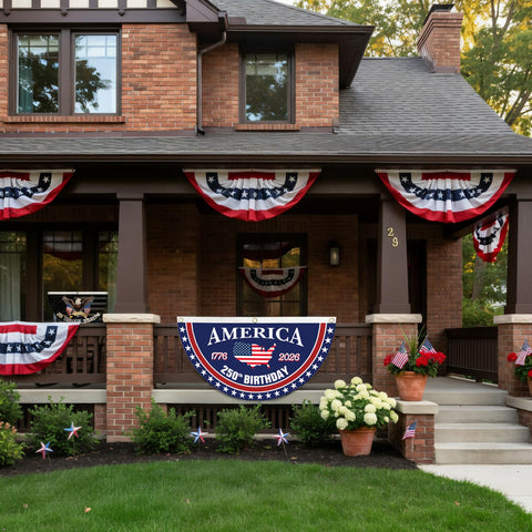 WENWELL porch banner celebrating 250 years of freedom on a fence.