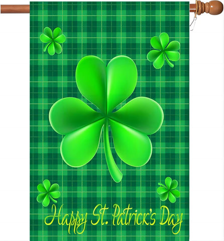 WENWELL St. Patrick's flag double-sided green cuff for outdoor decor.
