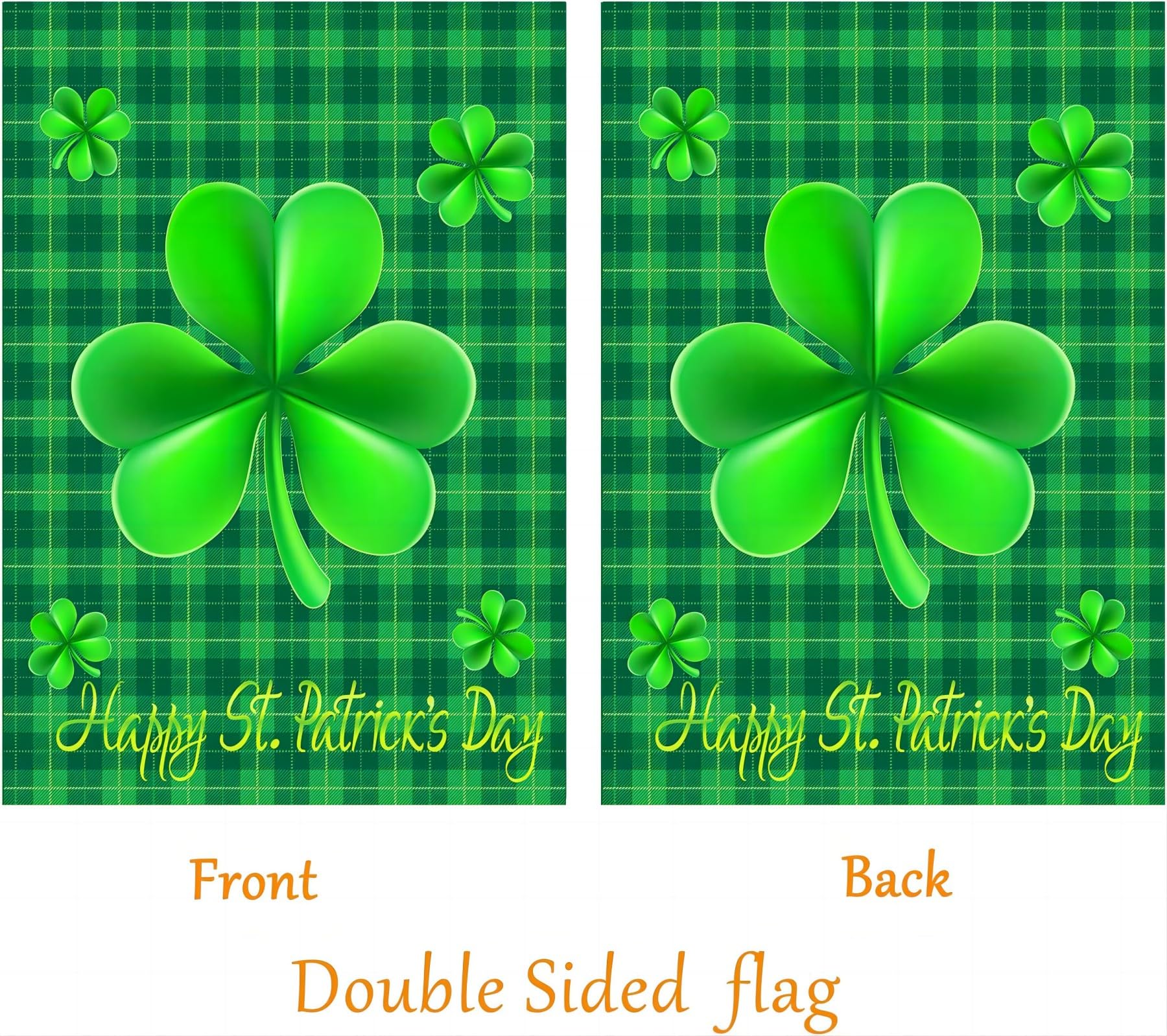 WENWELL shamrock buffalo check flag for festive display.