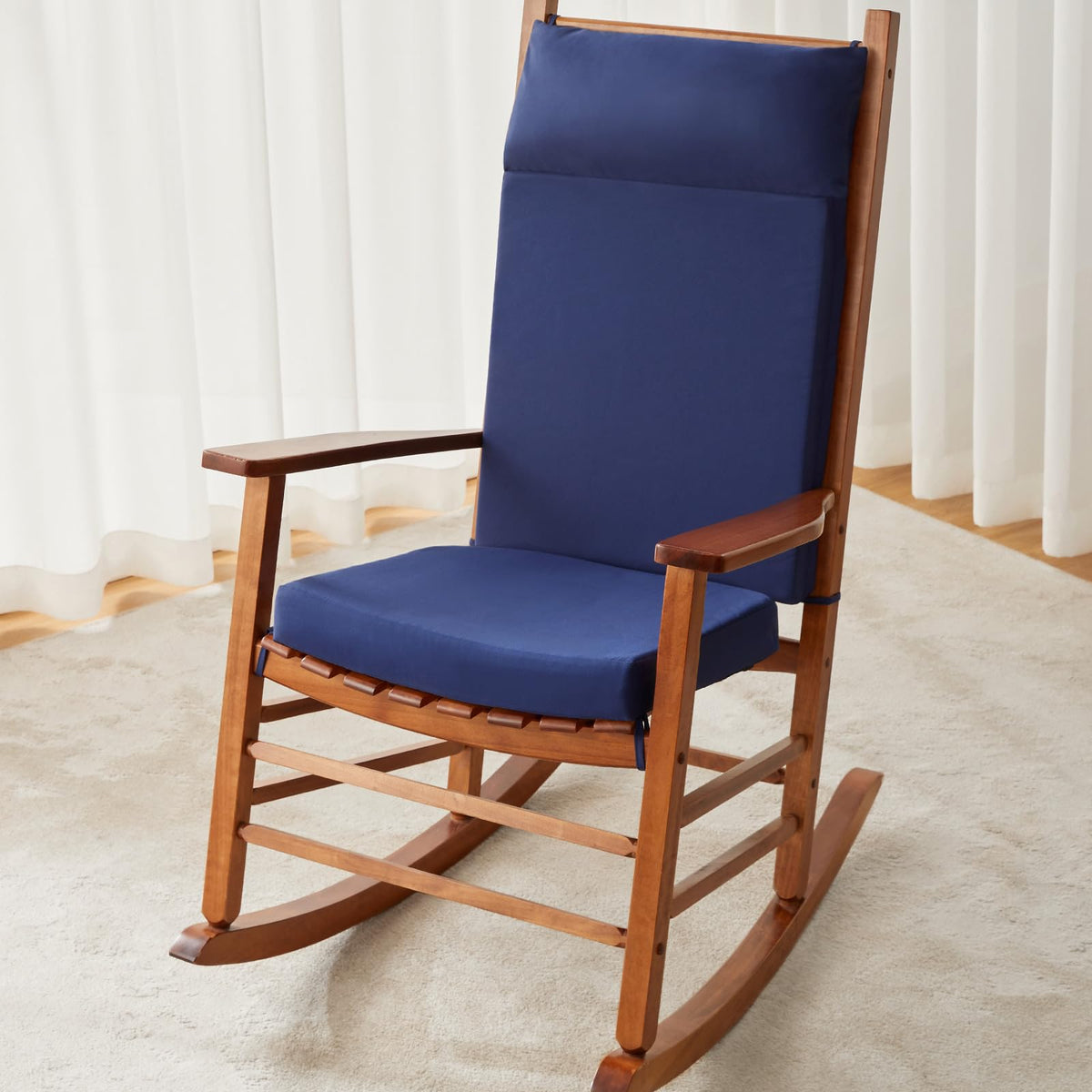 WEOAVRY blue rocking chair cushions set for comfortable indoor and outdoor seating.
