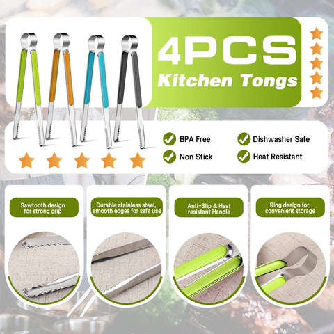 Weogot ergonomic anti-scalding handle tongs provide a safe grip while flipping.