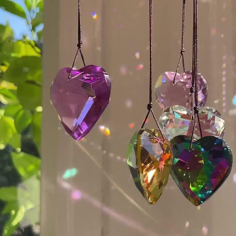 Werdecade heart suncatcher closeup reveals facets and sparkle