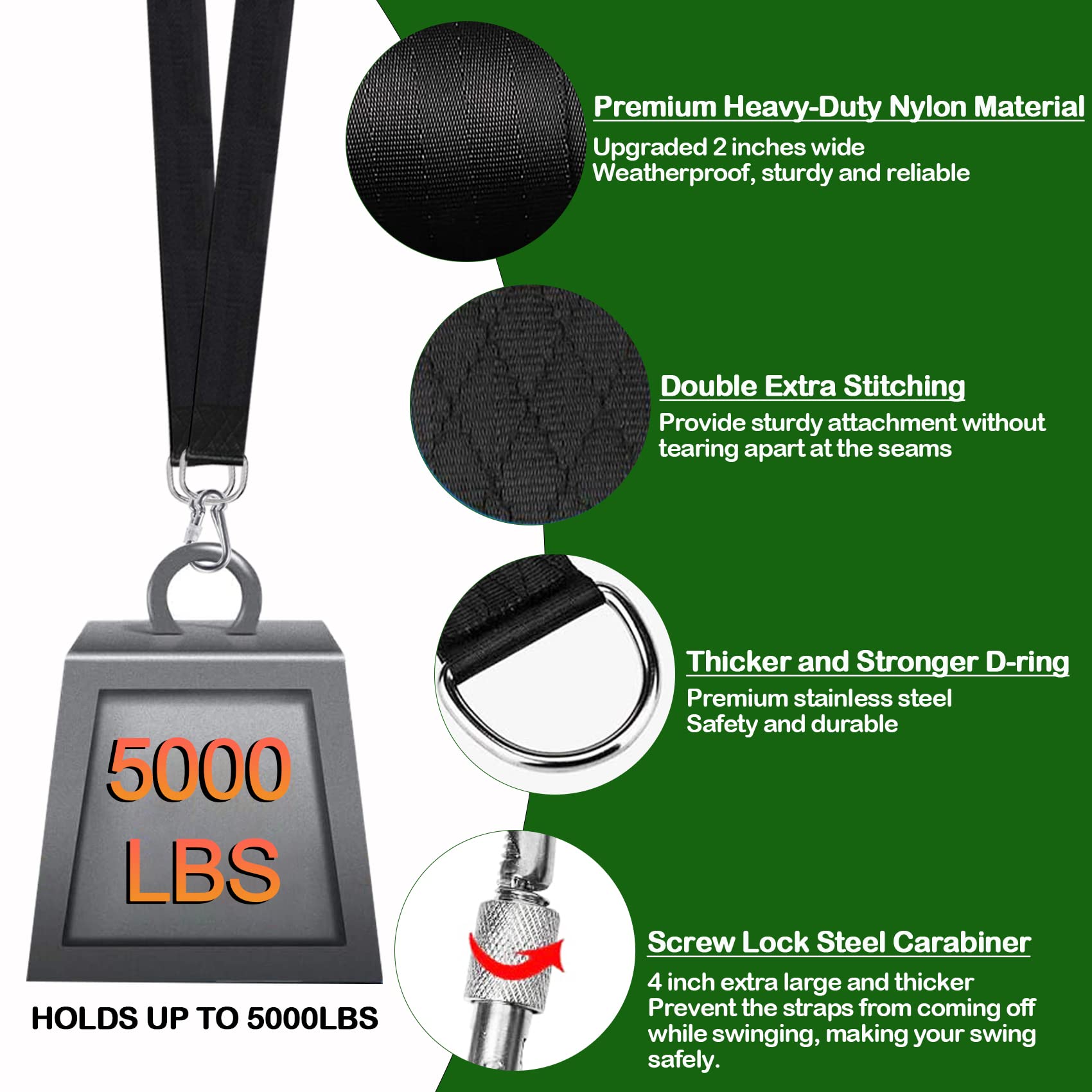 Werfeito swing straps with 4-inch carabiners demonstrate secure, quick-connect hardware.
