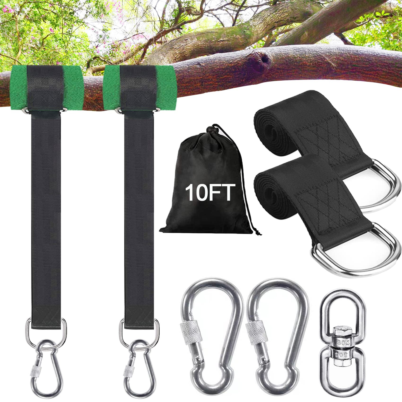 Werflyto tree swing straps 10ft around a sturdy branch for secure outdoor fun.