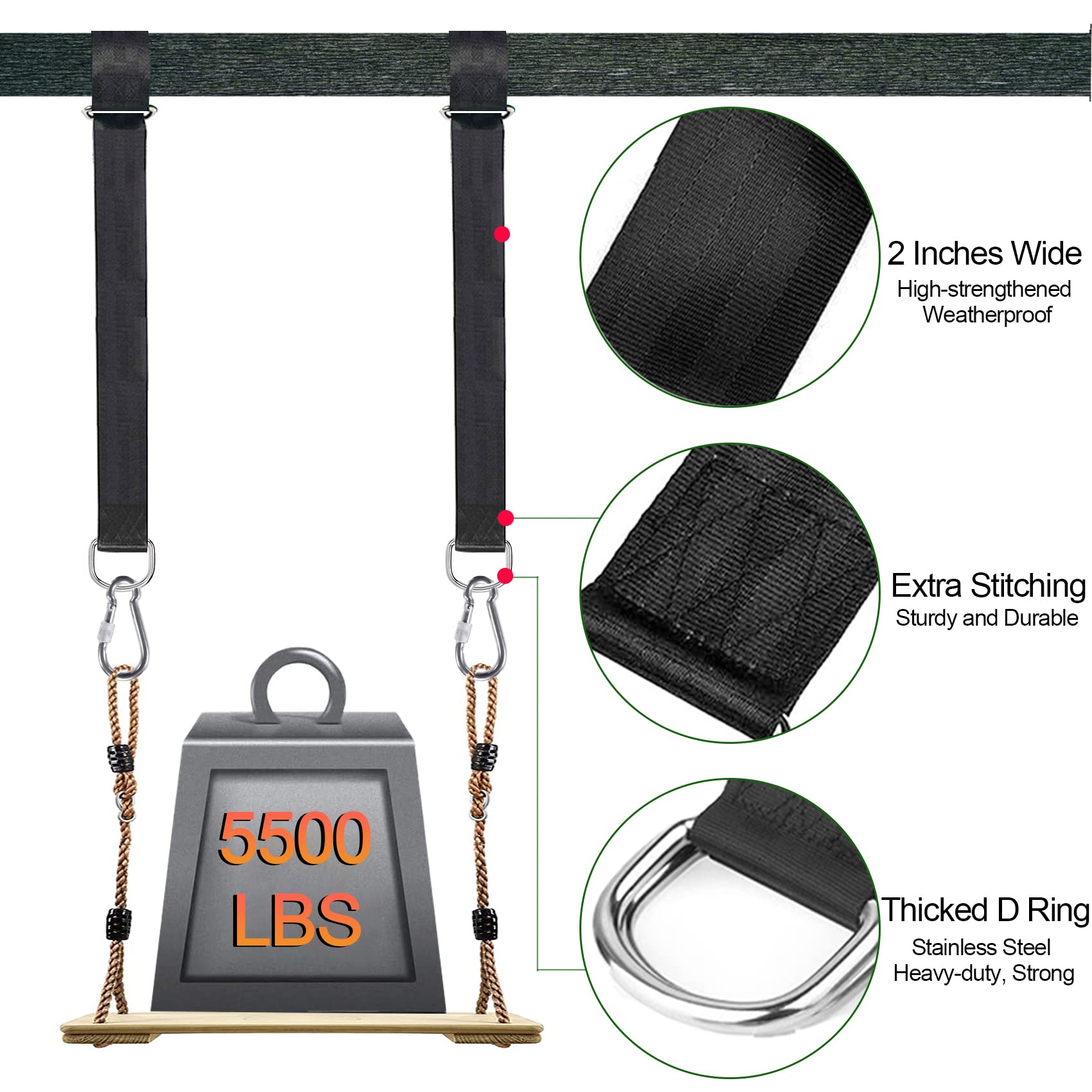Werflyto heavy-duty D-rings and swivel provide stable connections