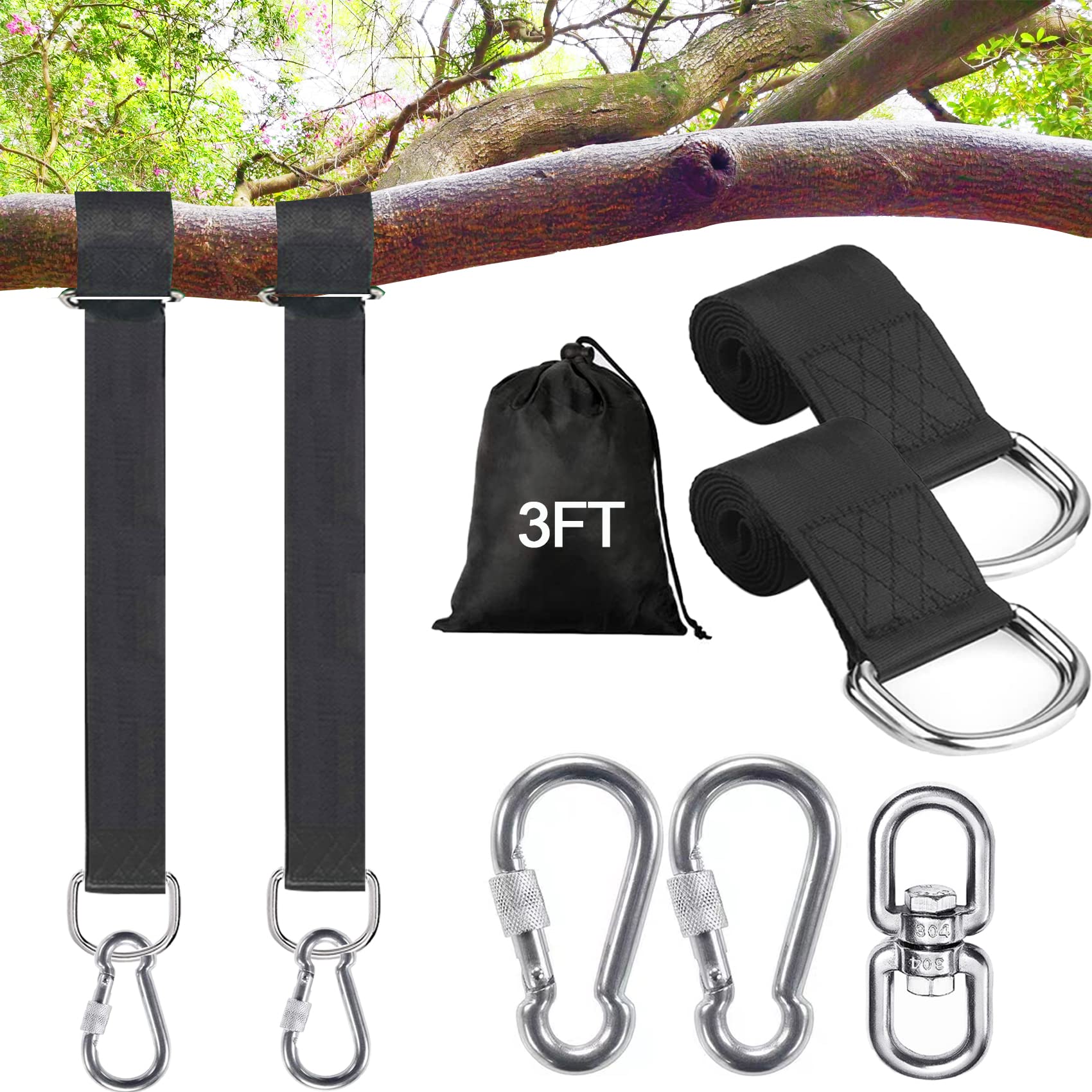 Werflyto strap around tree demonstrates secure wrap for safer swings