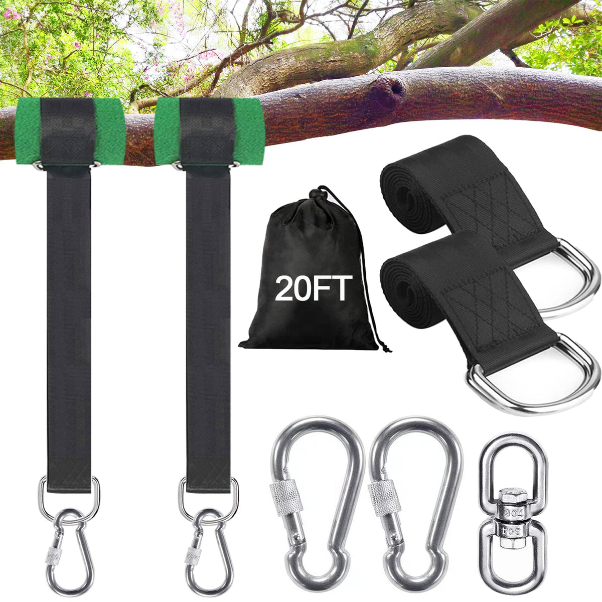 Werflyto tree swing straps 20ft around a tree provide secure hanging