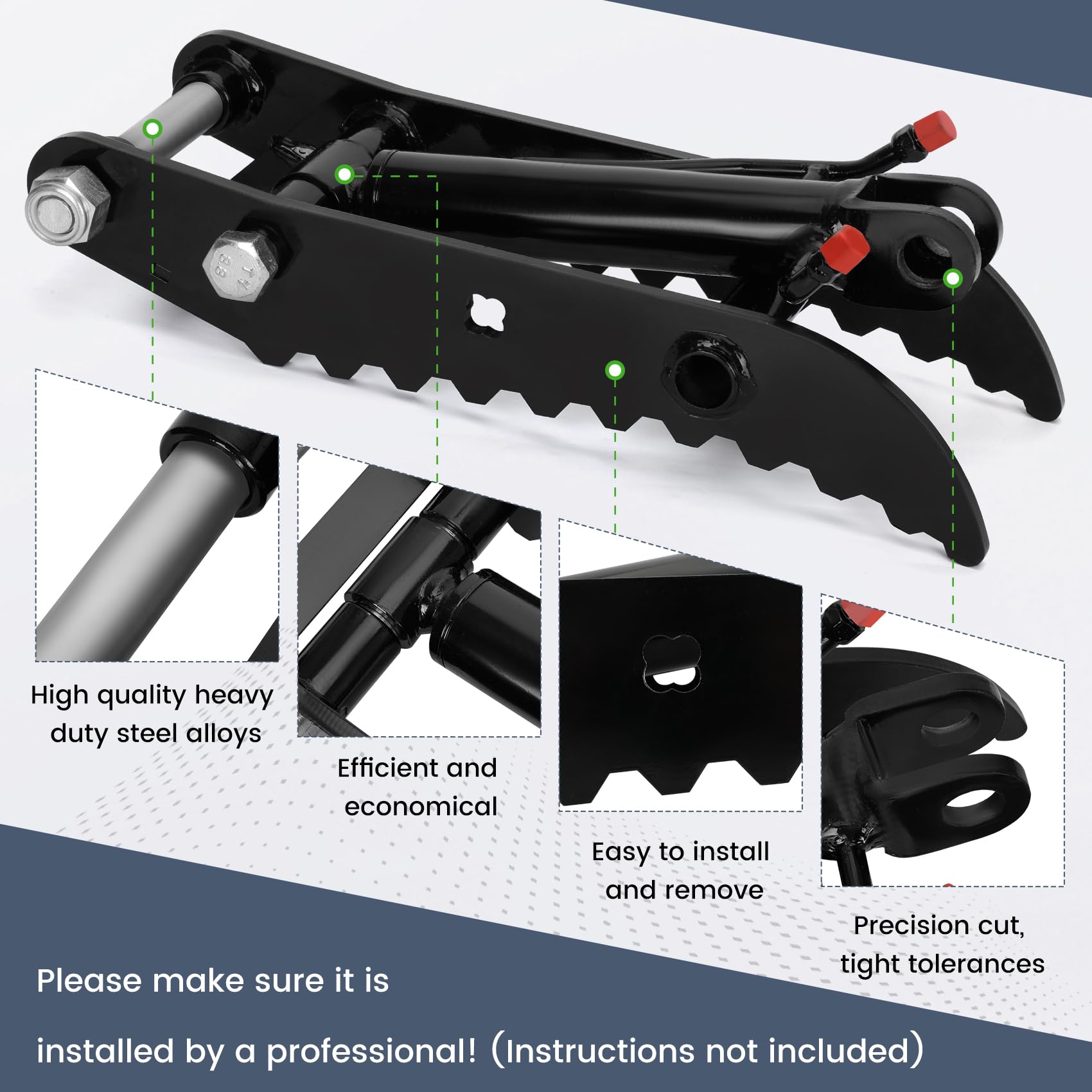 Strong grip capability supports handling logs, rocks, and debris.