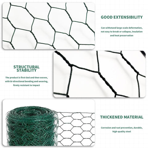 WERJOURU chicken wire supports floral arrangements and borders garden beds.