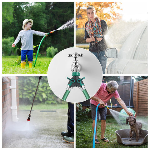 WERJOURU hose splitter featuring an adjustable long handle for flow control.