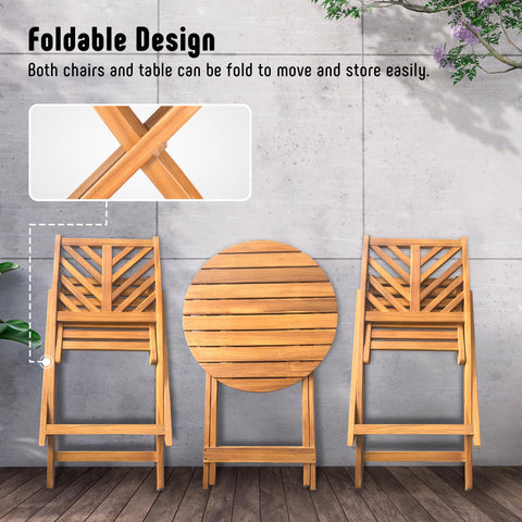 Werph foldable chairs from the acacia wood patio set, easy storage after outdoor use.