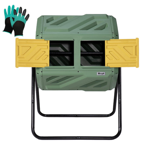 Werph Updated 43-Gallon Dual-Chamber Compost Bin assembly view for quick setup