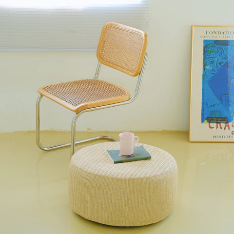 weruisi top-view shows natural color round ottoman for versatile decor