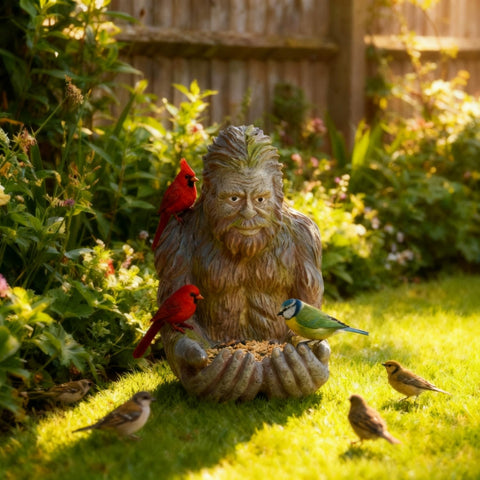 WesGen artistic garden sculpture that doubles as a bird feeder.