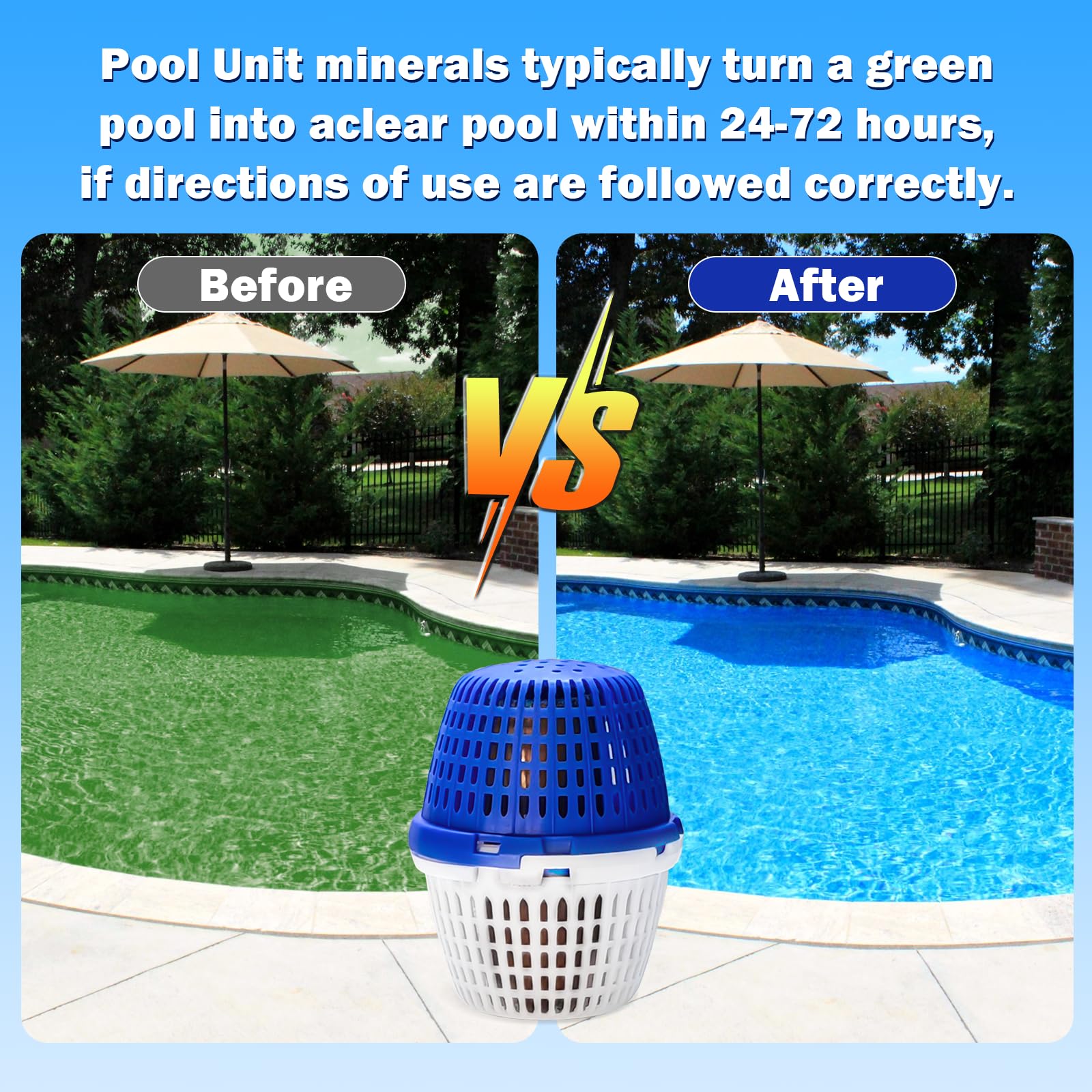 WESHIPTO pool unit close-up, durable formula for long-lasting use.