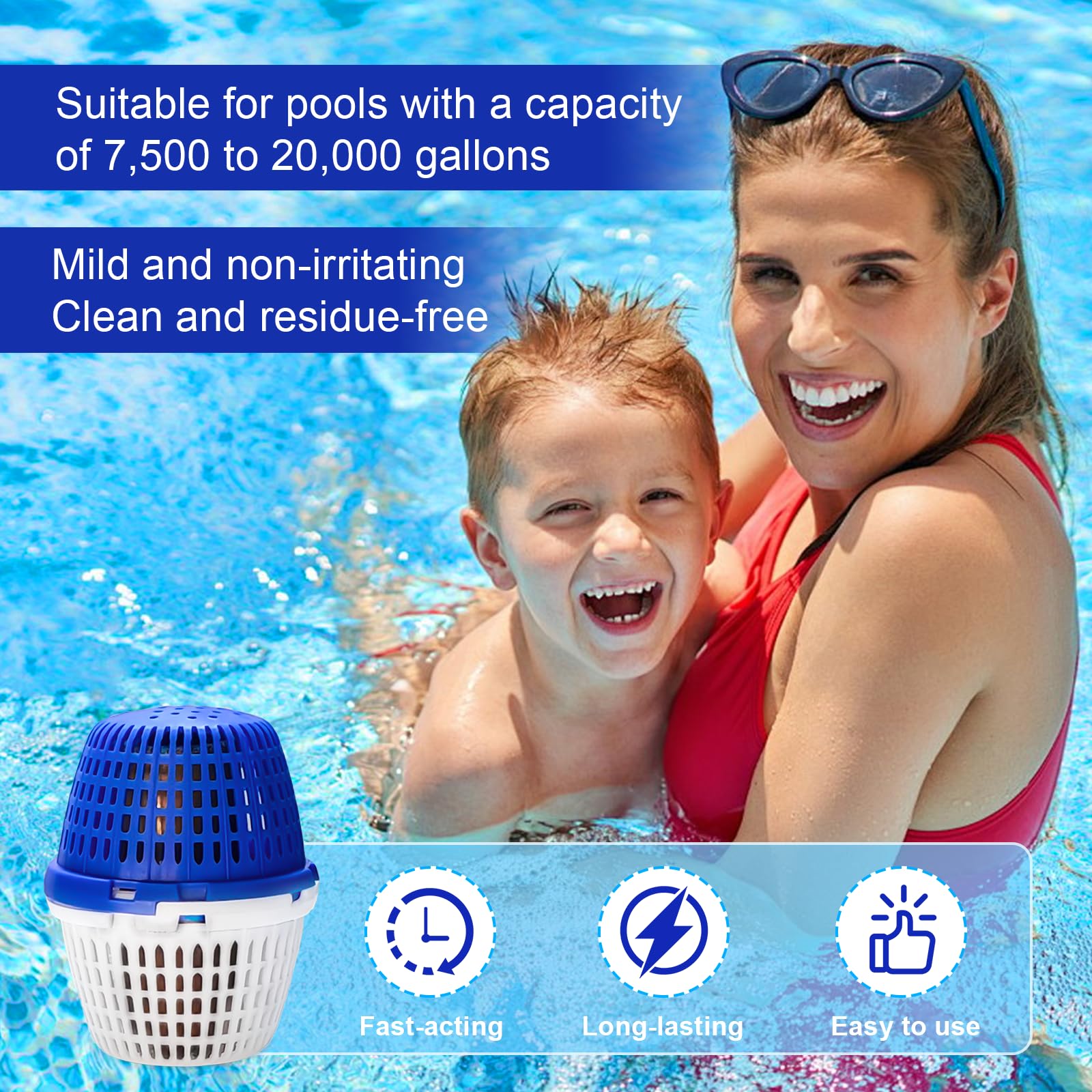 WESHIPTO pool unit in skimmer basket for quick replacement.