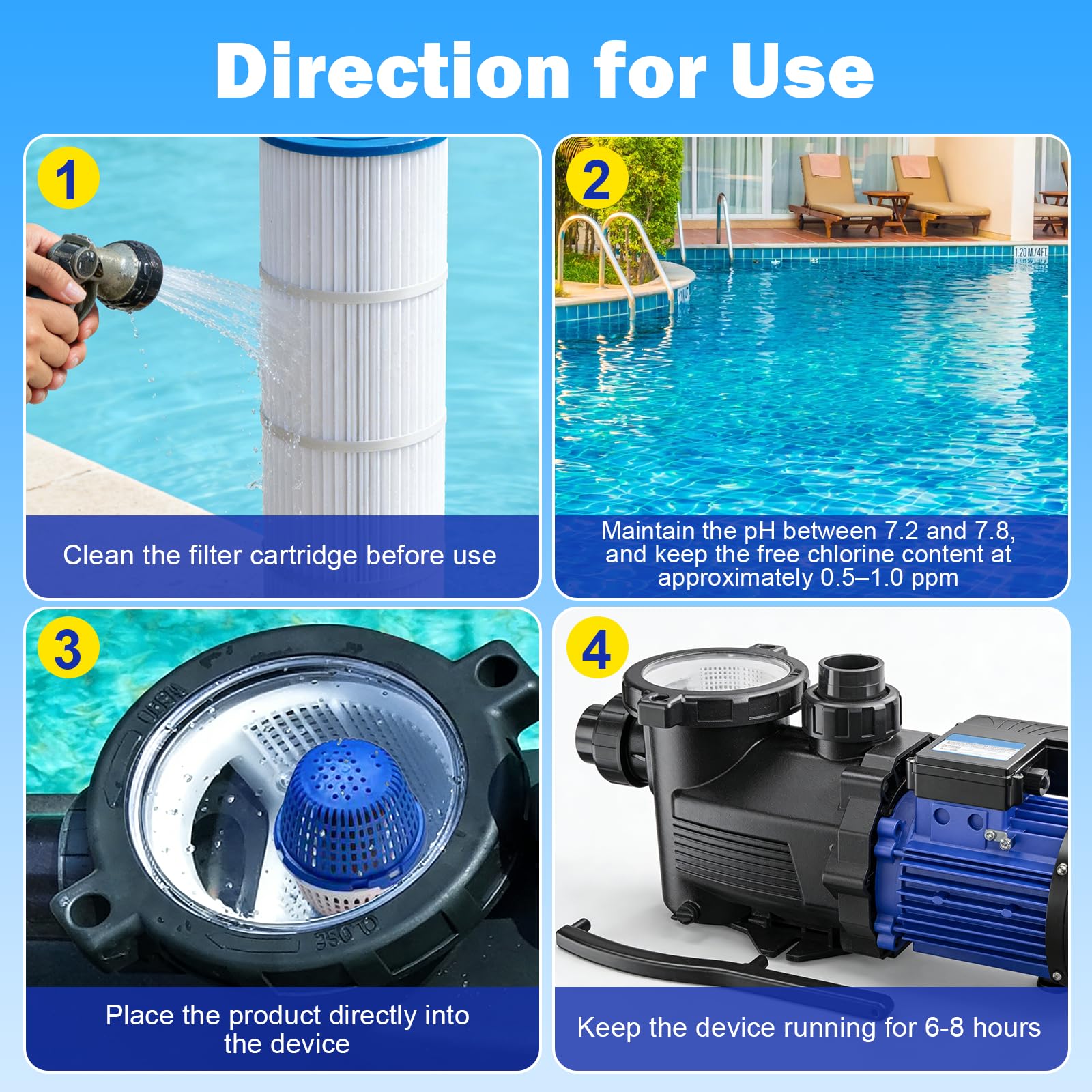WESHIPTO water after treatment showing crystal-clear clarity.
