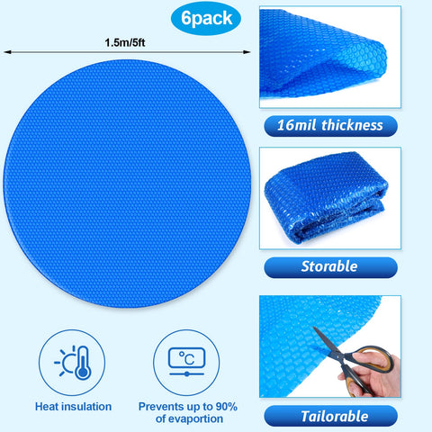 Wesiti 6-pack pool covers protect water surface and reduce evaporation.