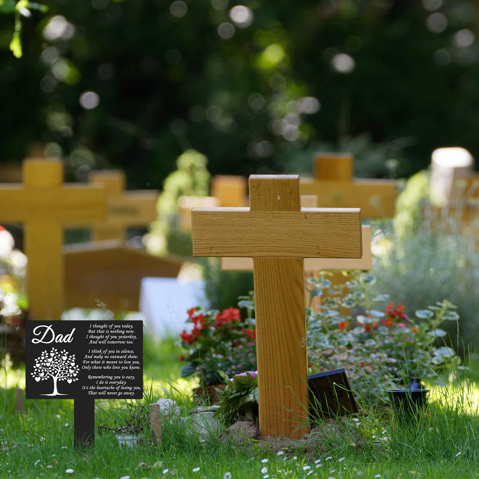Wesiti Dad remembrance marker anchors securely to ground.
