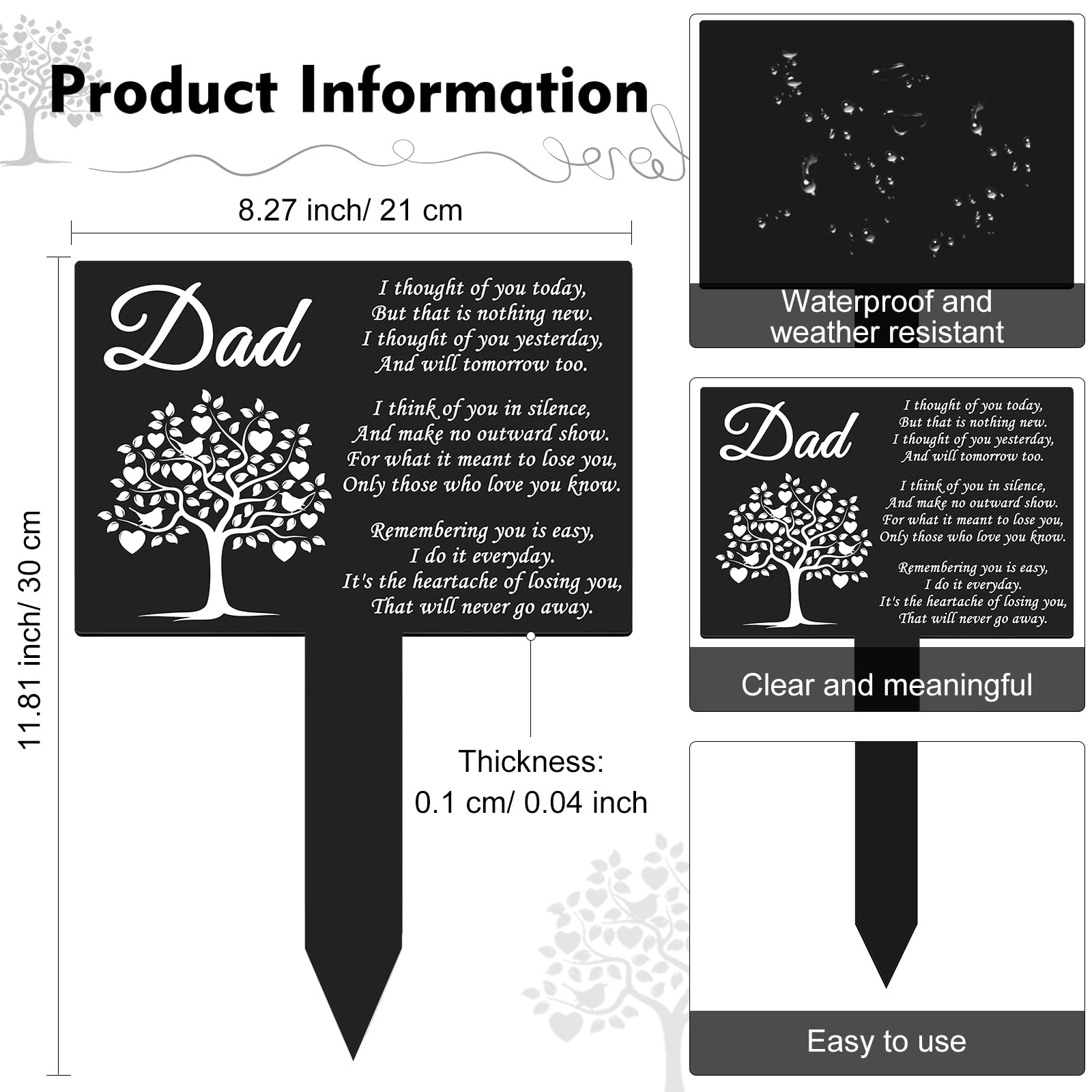 Wesiti metal grave marker with dad design withstands weather.