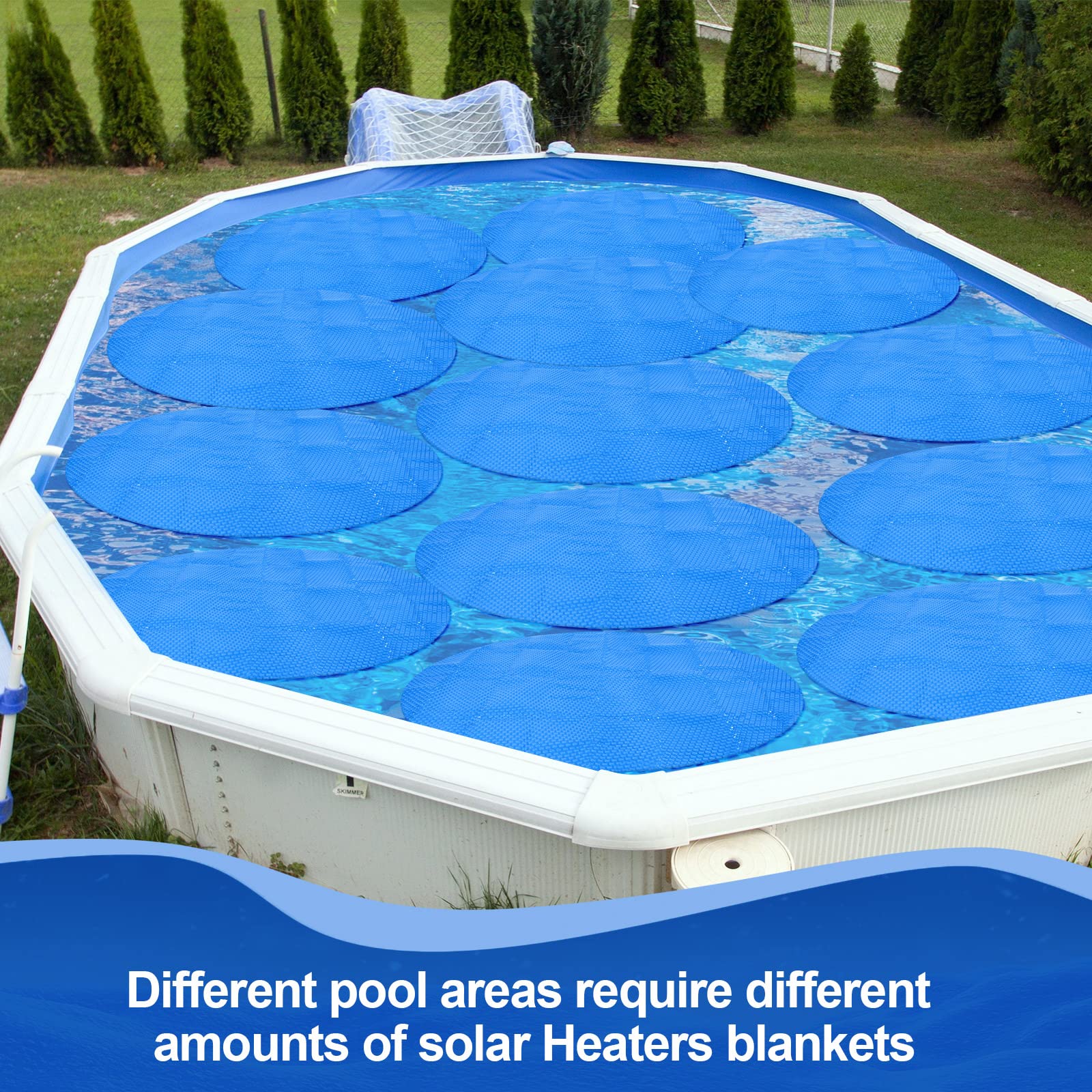 Wesiti pool cover reduces evaporation and blocks debris.