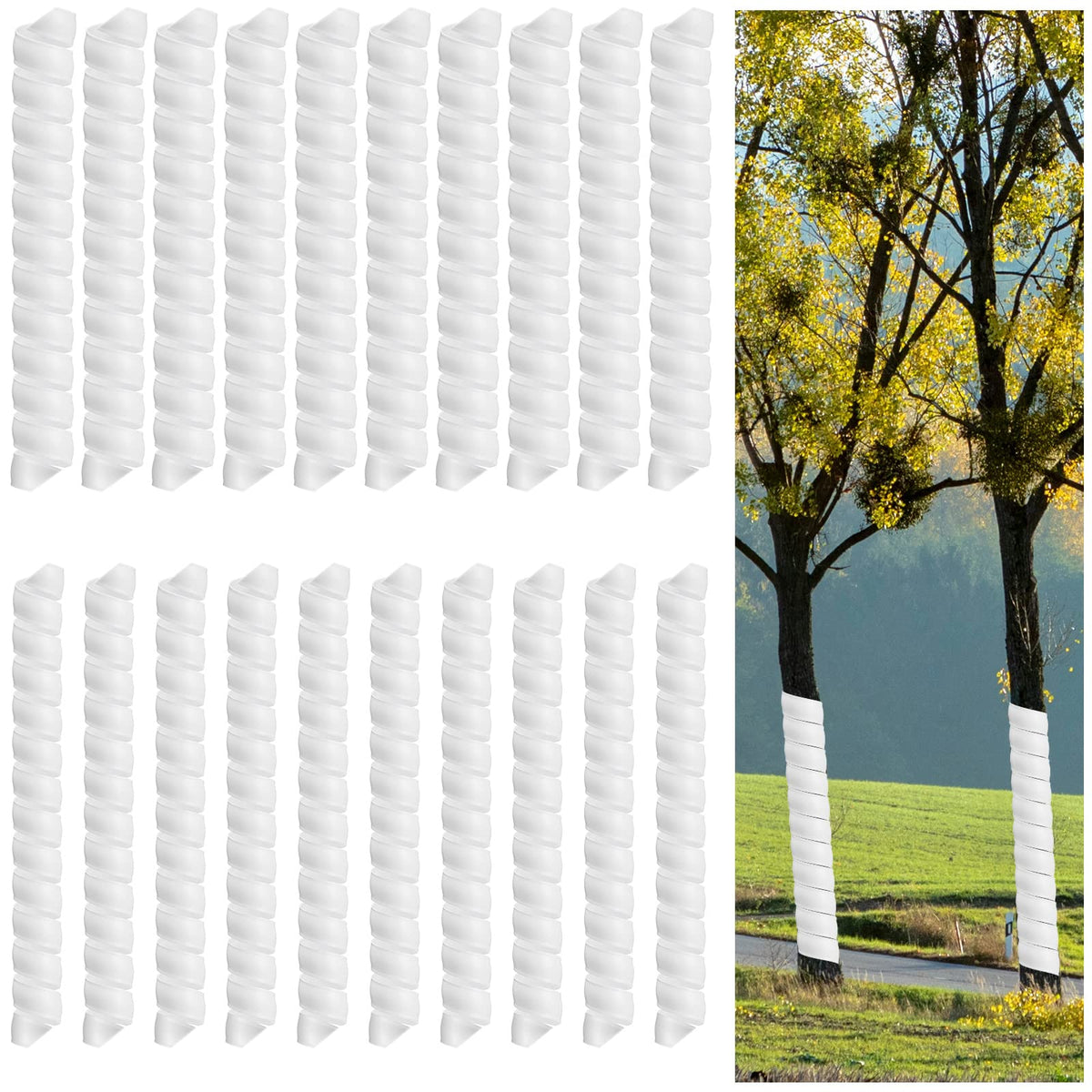 Wesiti tree trunk protector spiral 40x5cm guards young trees against chewing and weather.
