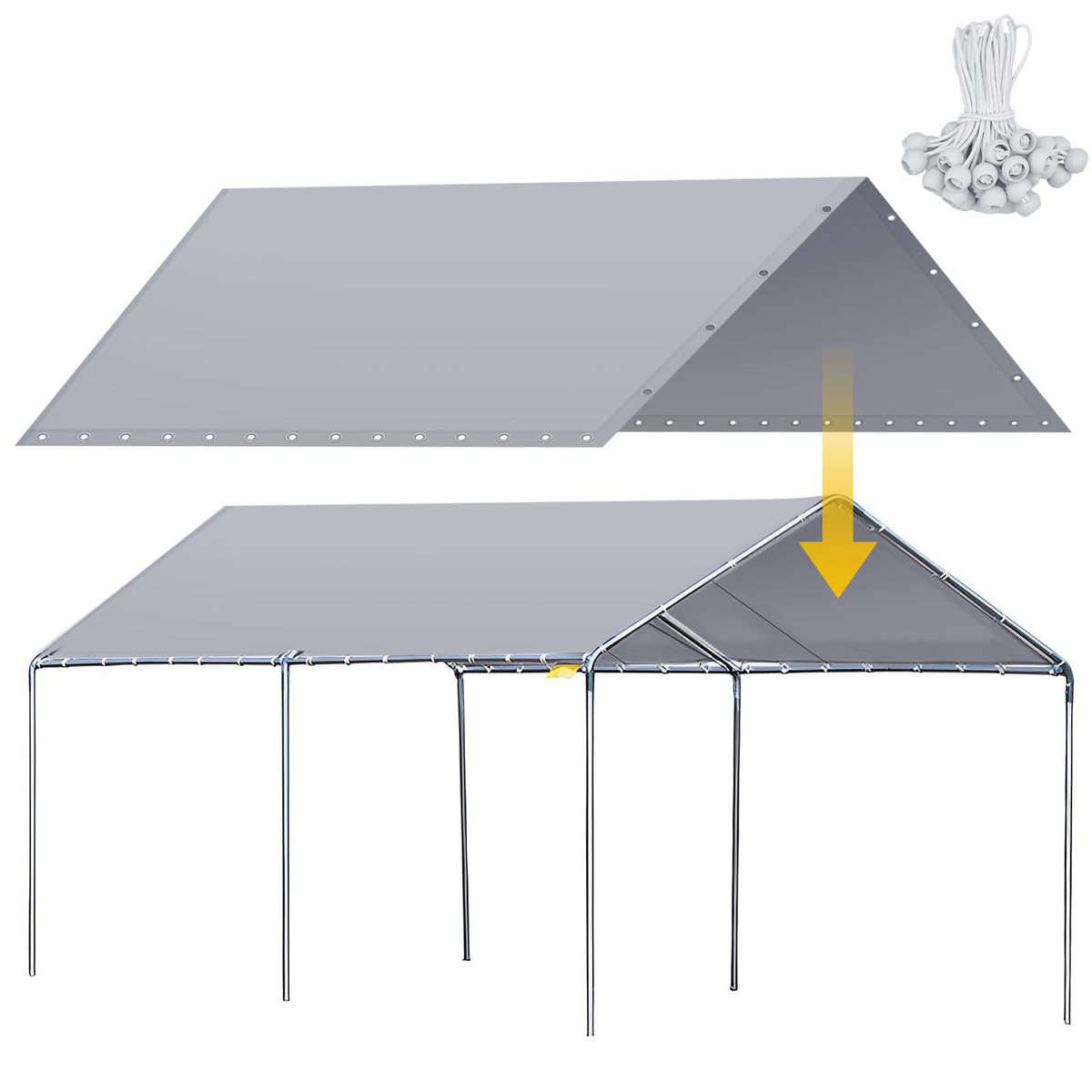 Wesnoy 10x20 ft canopy top cover with bungees for quick shelter