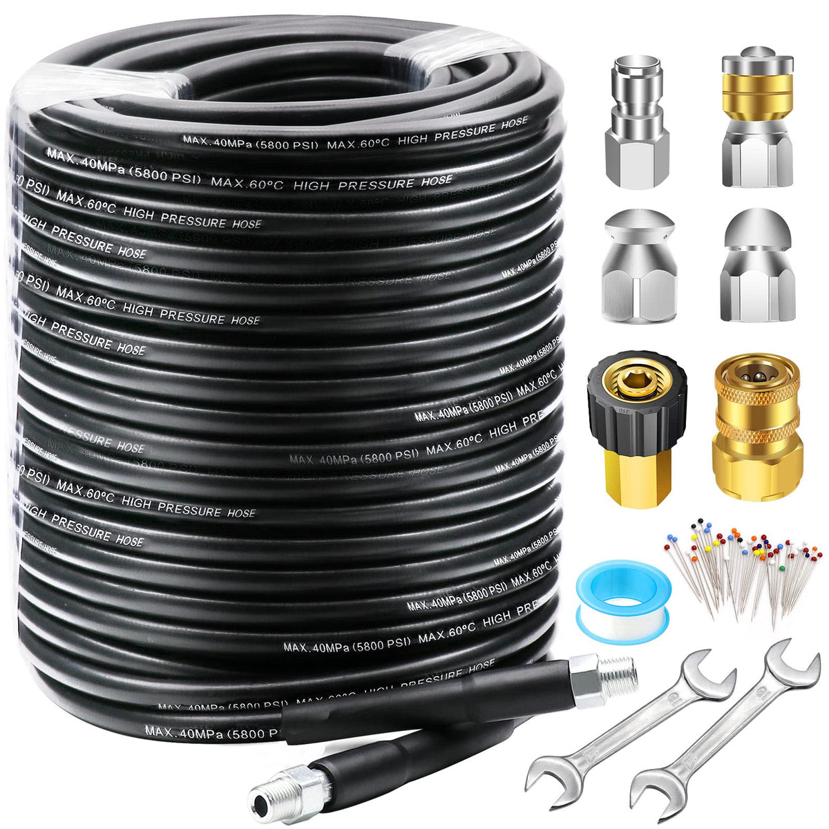 West Bay 150ft sewer jetter hose ready for heavy-duty drain cleaning.