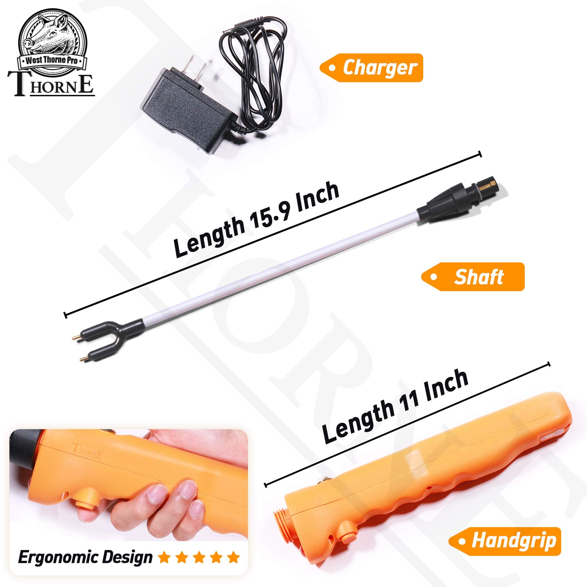 West Thorne Pro cattle prod LED light assists night-time handling.