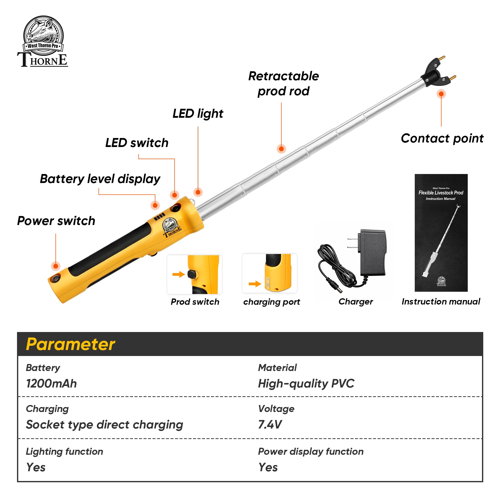 West Thorne Pro compact retractable shaft for easy transport and storage.