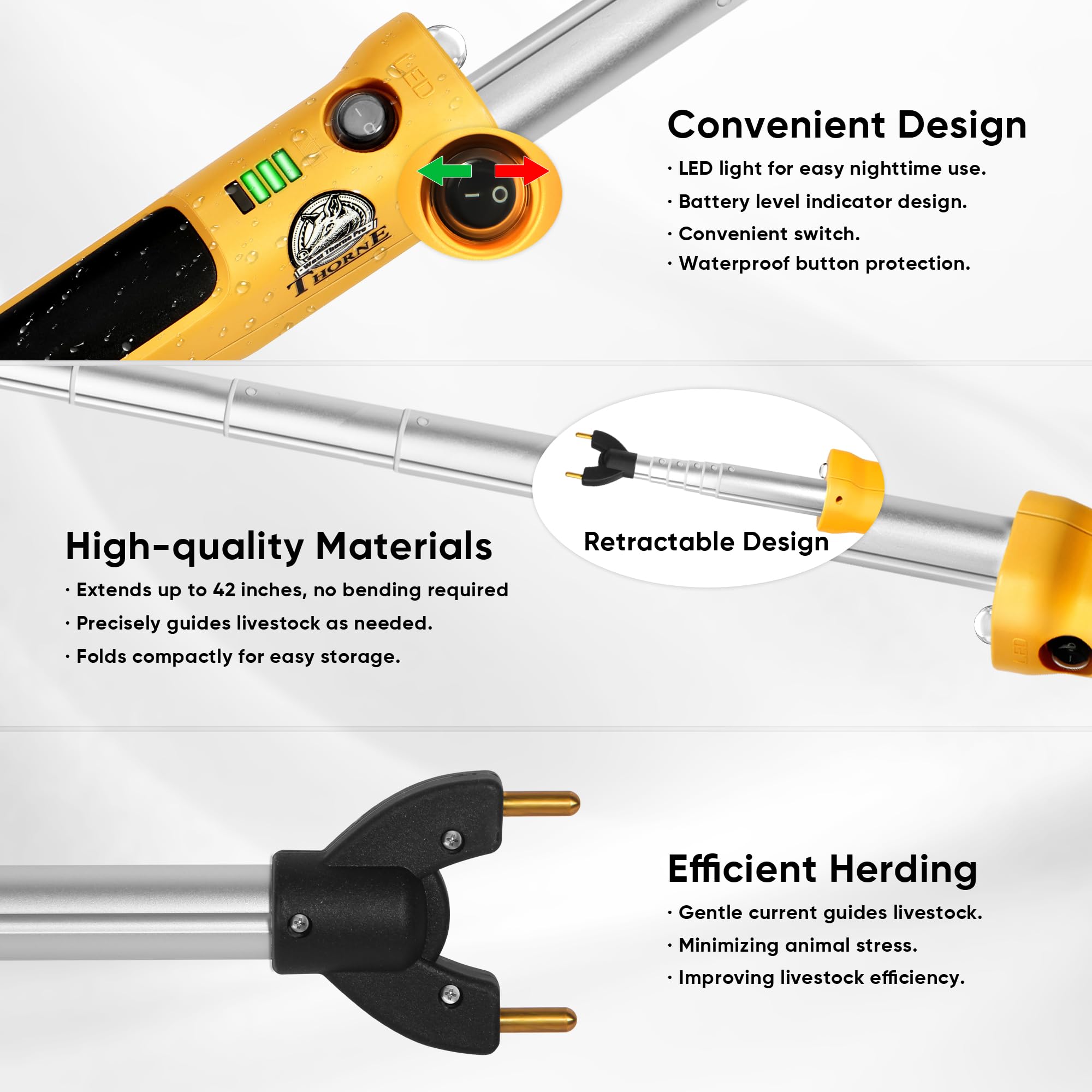 West Thorne Pro rechargeable battery indicator keeps you ready for work.