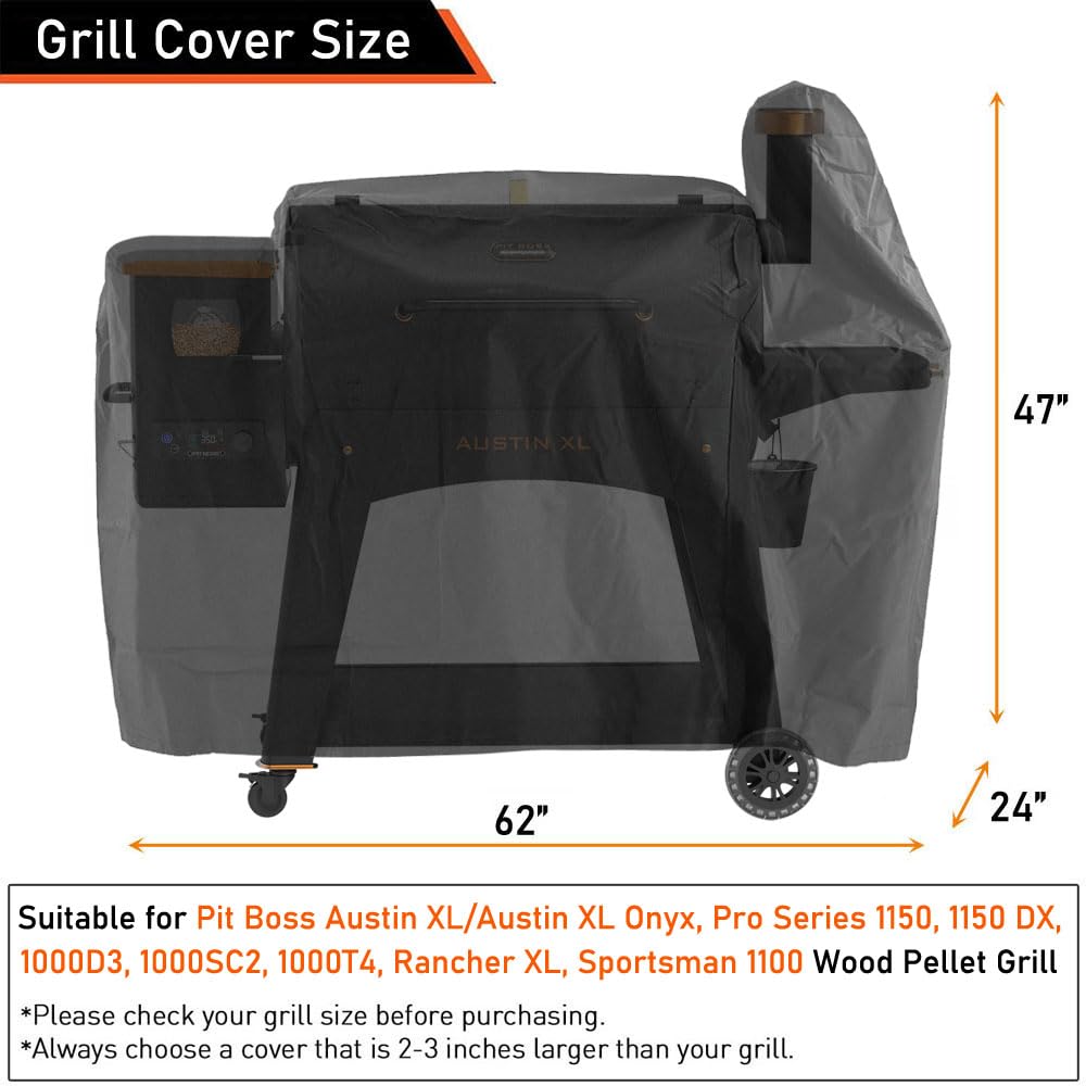 Westeco Pit Boss Rancher XL cover side view keeps your grill dry during rain.