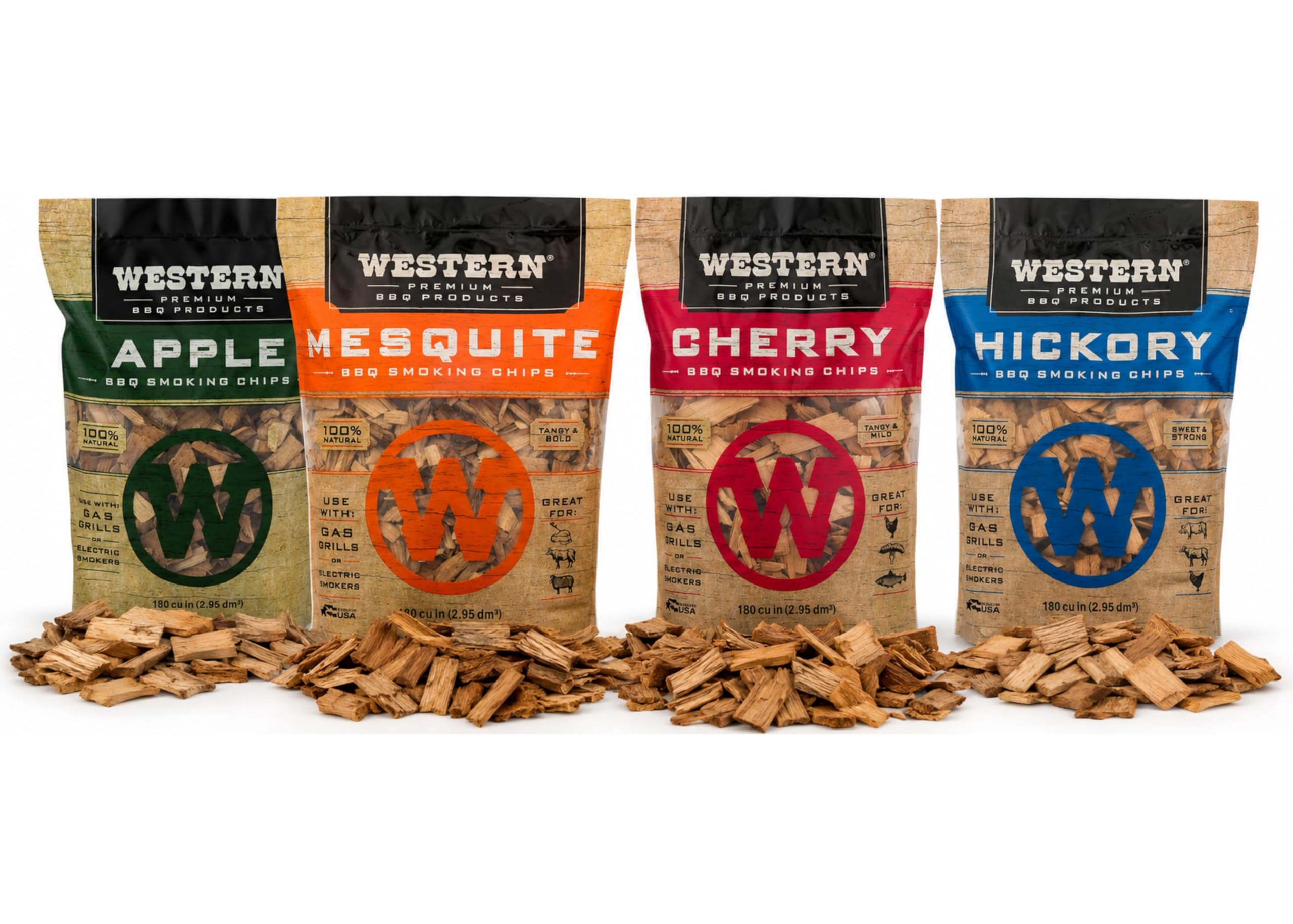 Western BBQ Apple Pack shows premium real wood for mild, sweet smoke