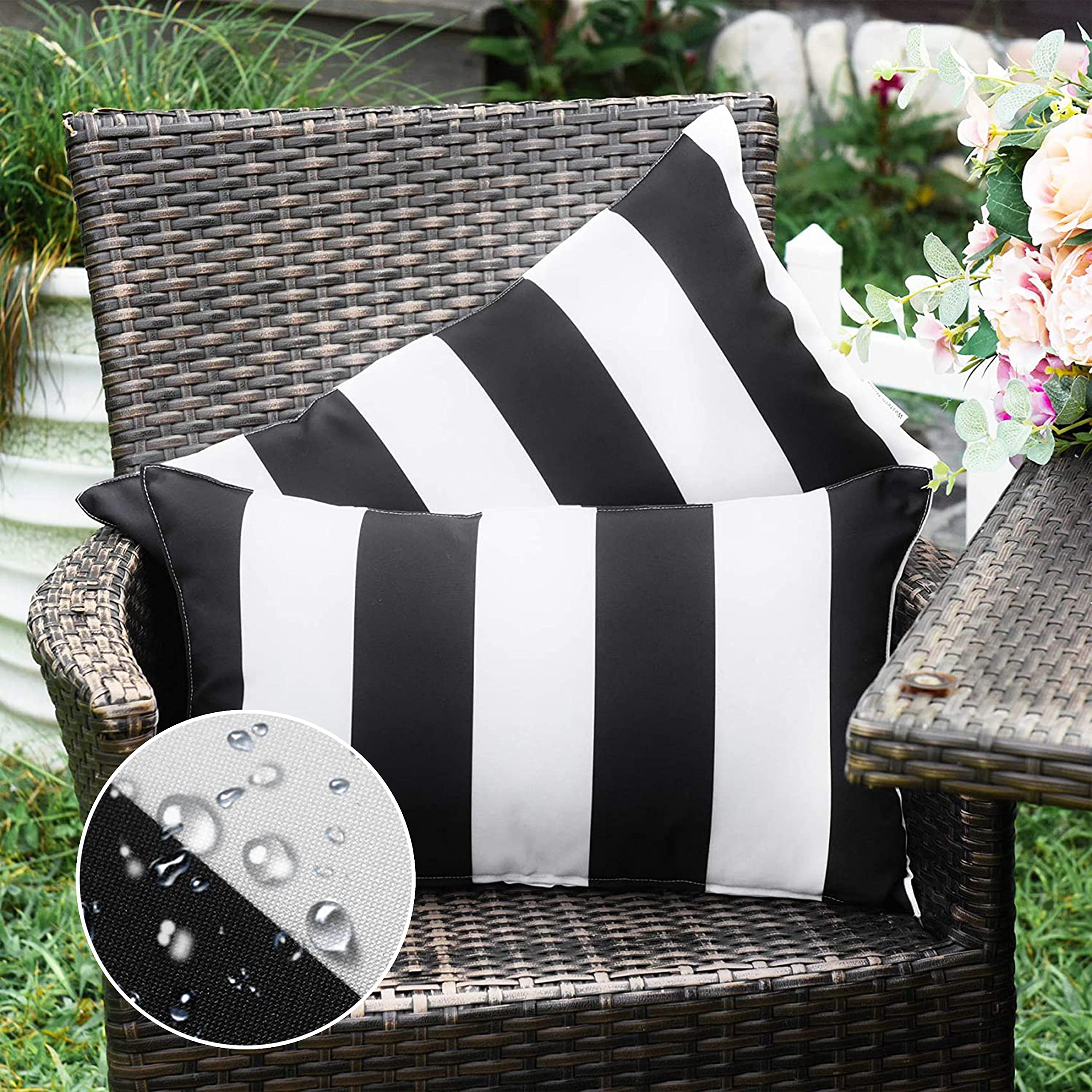 WESTERN HOME WH outdoor striped pillow cover with waterproof coating for patio use.