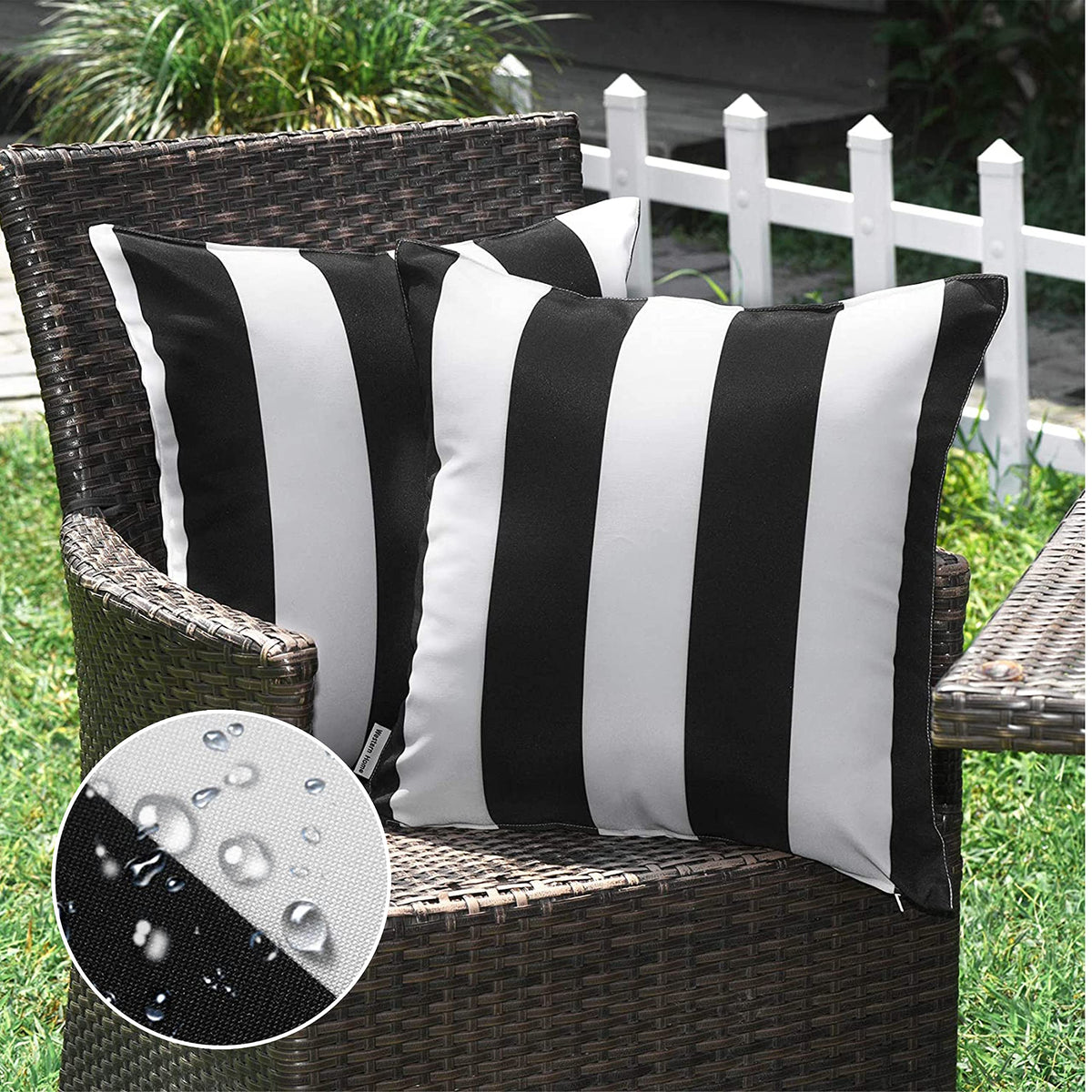 WESTERN HOME WH outdoor striped pillow cover protects patio cushions with a modern look.