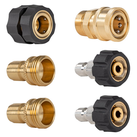 Westinghouse brass quick-connect kit assembly enables quick pressure washer setup.