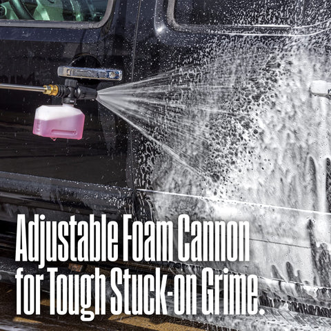 Westinghouse ePX3100v detachable foam cannon enables detergent application on decks.