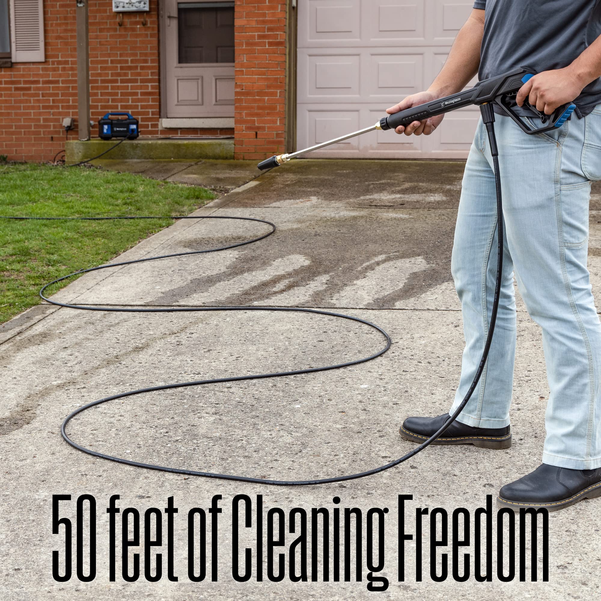 Westinghouse kink-free hose design reduces snags during use.