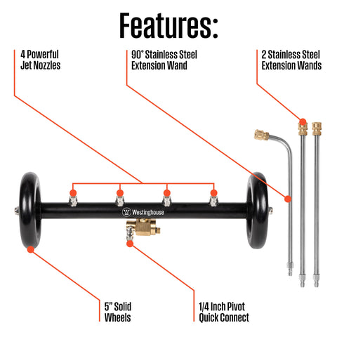 Westinghouse PWUC 16 extension wand helps reach tight spots under vehicles